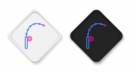 Line Fishing rod icon isolated on white background. Catch a big fish. Fishing equipment and fish farming topics. Colorful outline concept. Vector