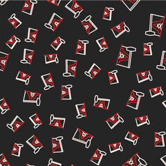 Line Oil pump or pump jack icon isolated seamless pattern on black background. Oil rig. Vector