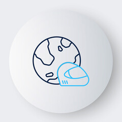 Line Racing helmet icon isolated on white background. Extreme sport. Sport equipment. Colorful outline concept. Vector