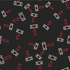 Line Hammer icon isolated seamless pattern on black background. Tool for repair. Vector
