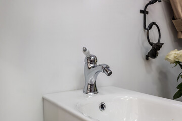 bidet in modern toilet with  wall mount shower attachment