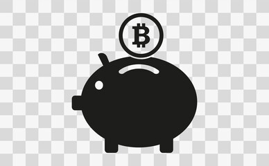 Piggybank with Bitcoin . Vector Illustration