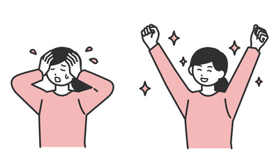 若い女性の悩みが解決されるイメージのイラスト素材