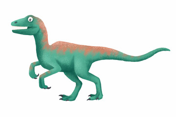 Velociraptor illustration, hand drawn, isolated on light background.