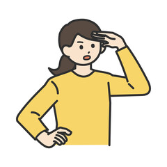 若い女性が手をかざして探すイラスト素材