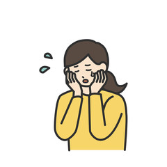 若い女性が悩んでいるイラスト素材