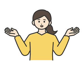 若い女性が比較するイメージのイラスト素材