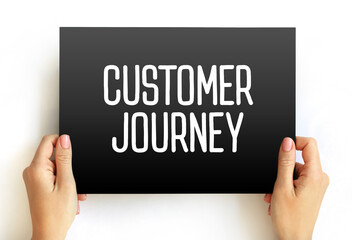 Customer Journey text on card, concept background