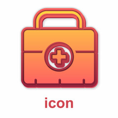 Gold First aid kit icon isolated on white background. Medical box with cross. Medical equipment for emergency. Healthcare concept. Vector