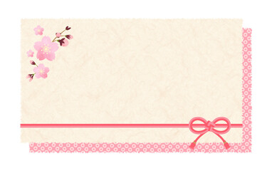 水彩風の桜の和風フレーム【和紙風】　四角　ベクター素材
