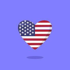 United States flag shaped love illustration