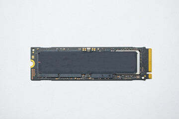 Close-up of NVME PCIE SSD hard drive disk made by Samsung 970 Evo series 250GB.