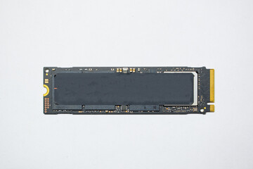 Close-up of NVME PCIE SSD hard drive disk made by Samsung 970 Evo series 250GB. © Prasanna