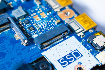 closeup M.2 connector interface for modern high speed and performance ssd storage on the modern PC © Prasanna