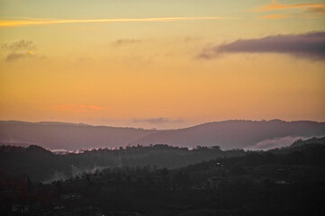 Dramatic Sunrise Over the Hills of Tuscany Italy