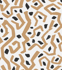 Geometric Ethnic  Hand Drawn Vector Seamless Pattern. Beige Design for Fabric, Wrapping Paper, Gift Cards etc.
