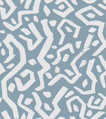 Geometric Ethnic  Hand Drawn Vector Seamless Pattern. Blue Design for Fabric, Wrapping Paper, Gift Cards etc.
