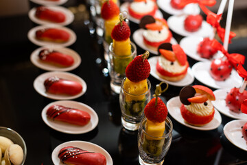 sweet snacks on the table. bar for Birthday party.