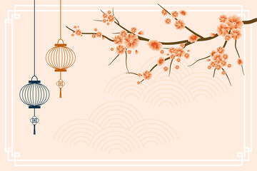 sakura tree with flowers chinese background design © starlineart