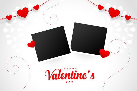 valentines day card with two photo frames