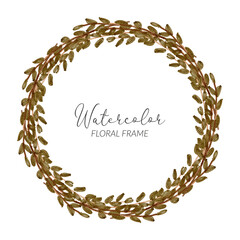 Watercolor rustic greenery leaf floral wreath