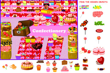 Wimmelbild Süßwarenladen - Finde die versteckten Objekte - Puzzle