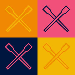 Pop art line Food chopsticks icon isolated on color background. Wooden Korean sticks for Asian dishes. Oriental utensils. Vector
