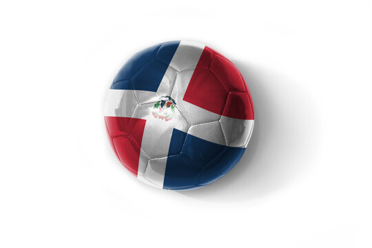 realistic football ball with colorfull national flag of dominican republic on the white background.