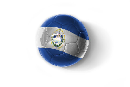 realistic football ball with colorfull national flag of el salvador on the white background.