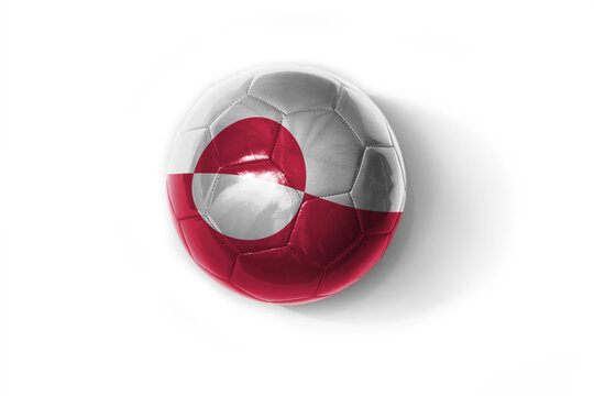 realistic football ball with colorfull national flag of greenland on the white background.