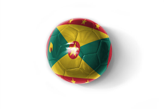 realistic football ball with colorfull national flag of grenada on the white background.