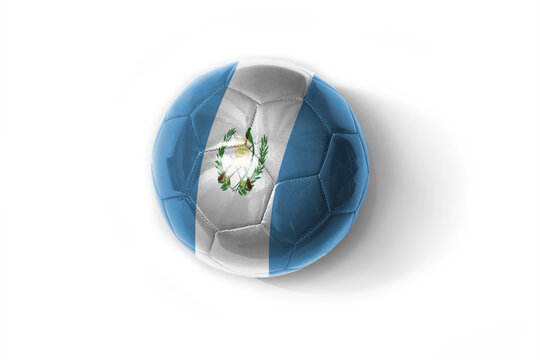 realistic football ball with colorfull national flag of guatemala on the white background.