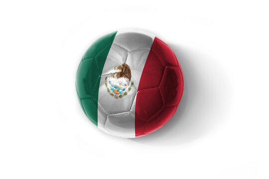 realistic football ball with colorfull national flag of mexico on the white background.