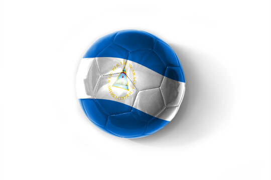 realistic football ball with colorfull national flag of nicaragua on the white background.