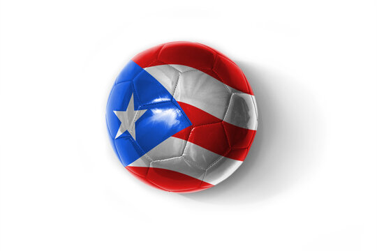 realistic football ball with colorfull national flag of puerto rico on the white background.