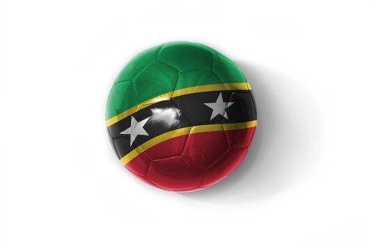 realistic football ball with colorfull national flag of saint kitts and nevis on the white background.