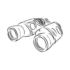 Binoculars isolated on white background. Vector illustration of a sketch style.