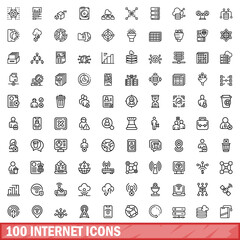 Obraz na płótnie Canvas 100 internet icons set, outline style