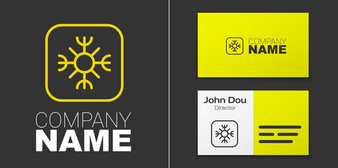 Logotype line Snowflake icon isolated on grey background. Logo design template element. Vector