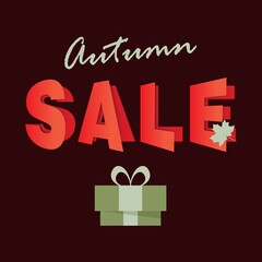 Autumn sale banner with folded paper effect