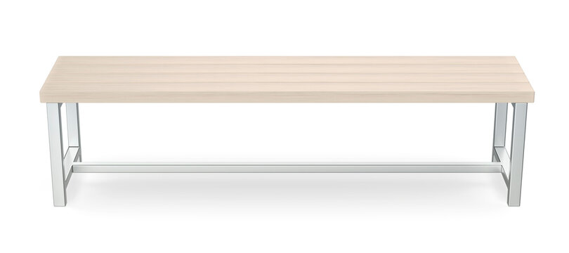 Wood bench on white background, front view