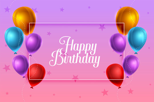 happy birthday colorful balloons card design