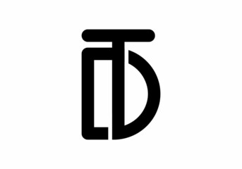 Unique and modern DT or TD initial letter