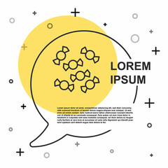 Black line Candy icon isolated on white background. Merry Christmas and Happy New Year. Random dynamic shapes. Vector