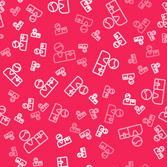 White line Buyer icon isolated seamless pattern on red background. Vector