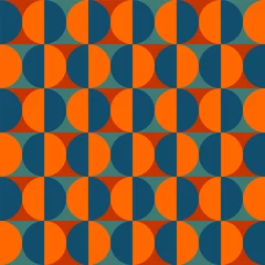 Foto op Plexiglas Oranje Bauhaus naadloos patroon met ronde vormen