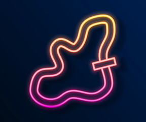 Glowing neon line Racing track icon isolated on black background. Vector