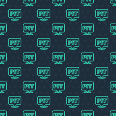 Green line Pit stop icon isolated seamless pattern on blue background. Vector