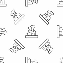 Grey line Spanish cook icon isolated seamless pattern on white background. Vector
