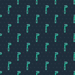 Green line Fire poker icon isolated seamless pattern on blue background. Vector